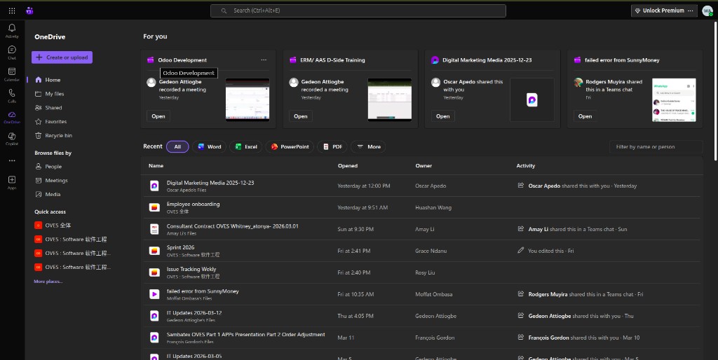 OneDrive with SharePoint sites in Quick access